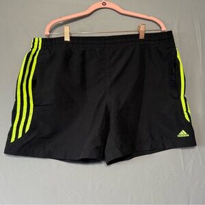 Adidas Womens Black Track Shorts Neon Yellow Stripes Size XXL Vacation Beach